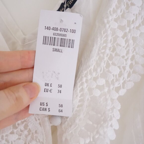 Abercrombie & Fitch White Lace Peplum Tank Top Cottagecore Feminine Dainty S - Picture 8 of 13